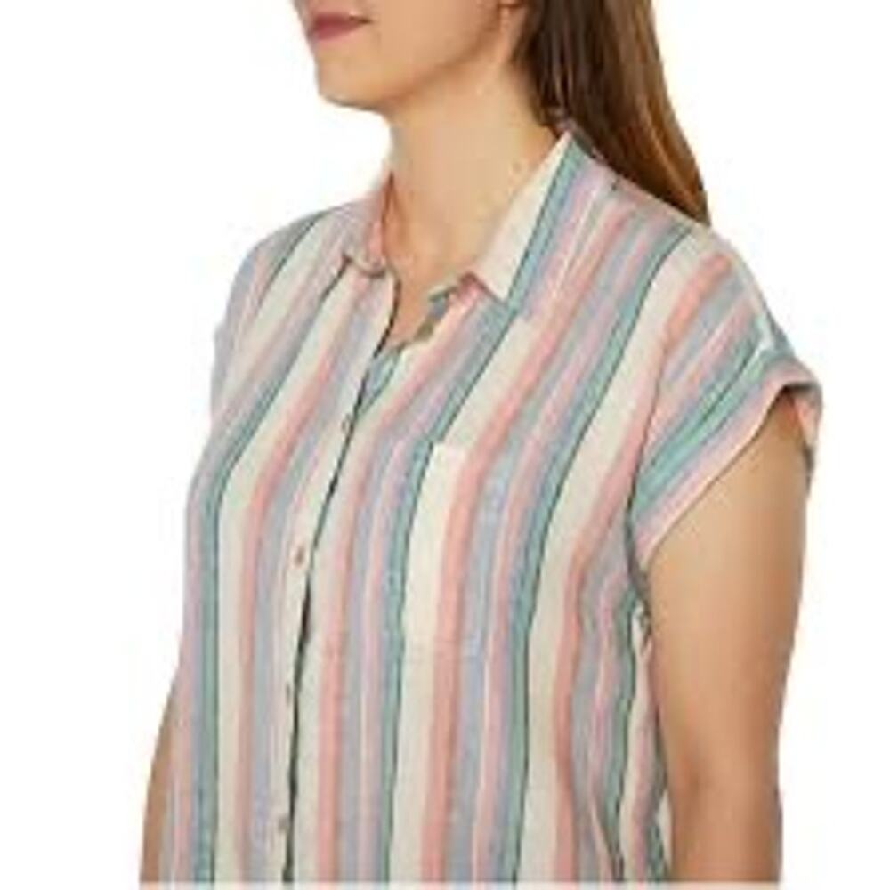 Orvis Linen Blend Shirt STRIPED PINK LARGE